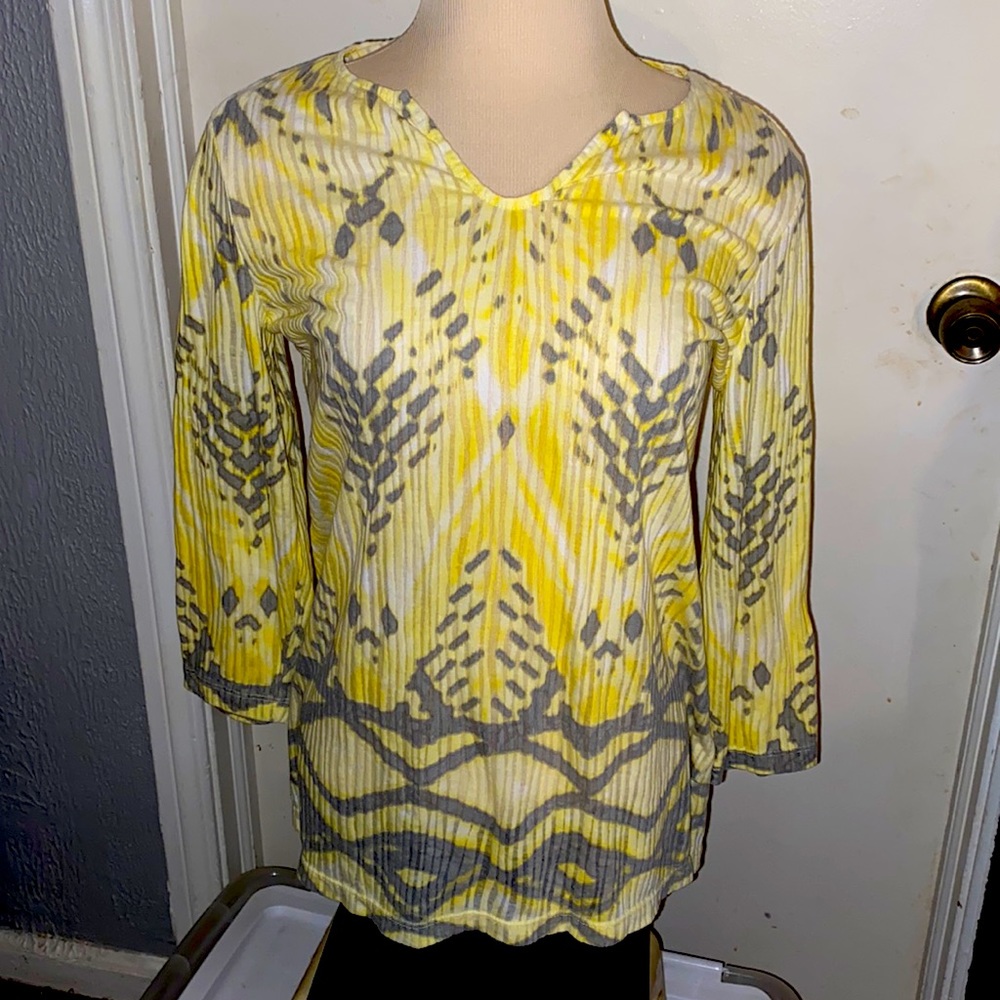 Chico’s light yellow and gray top by Chico’s size 1 (S)